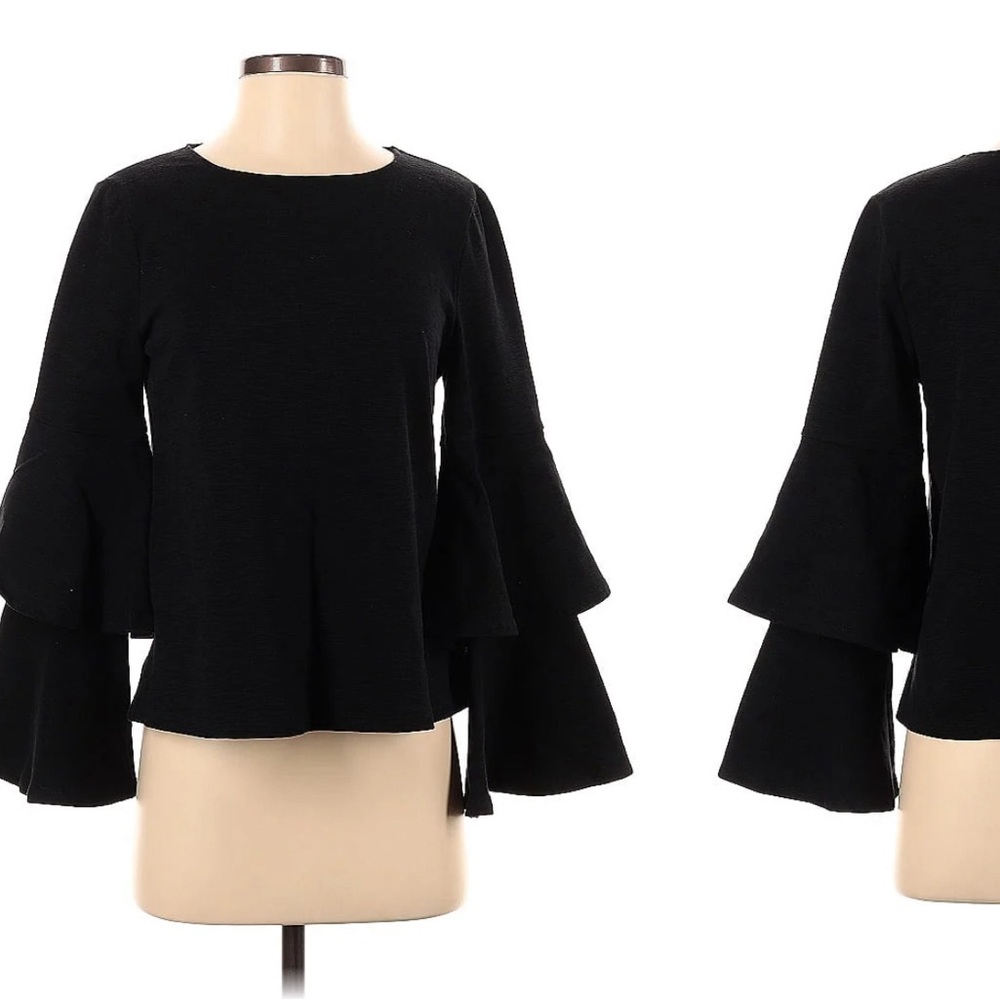 Anthropologie Eri + Ali Black Bell Sleeve Top